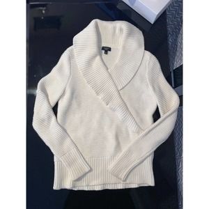 Talbot womens petite cream knit ruffle sweater